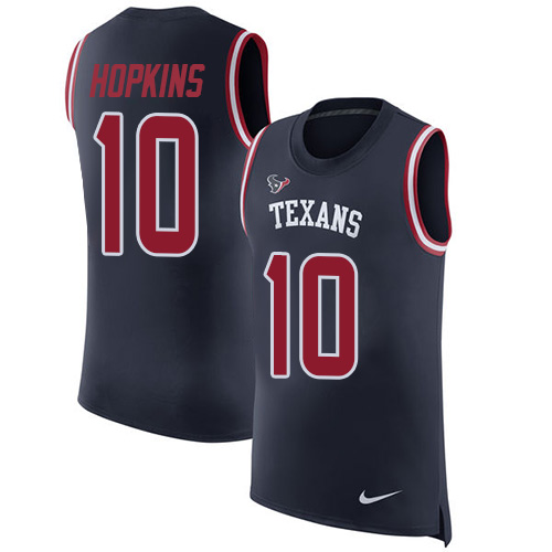 Nike Texans #10 DeAndre Hopkins Navy Blue Team Color Men's Stitched NFL Limited Rush Tank Top Jersey - Click Image to Close